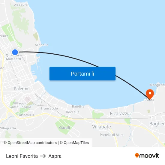 Leoni Favorita to Aspra map