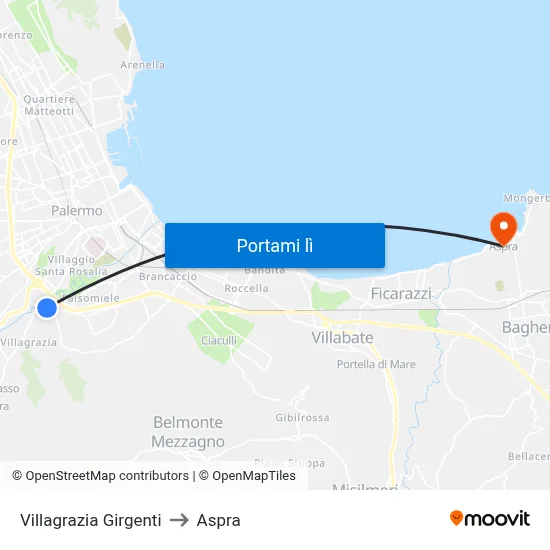 Villagrazia Girgenti to Aspra map