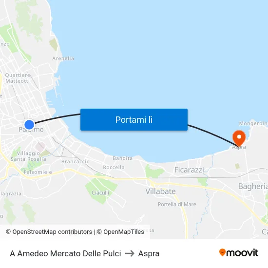A Amedeo Mercato Delle Pulci to Aspra map