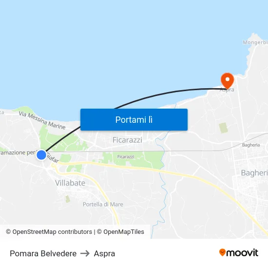 Pomara Belvedere to Aspra map