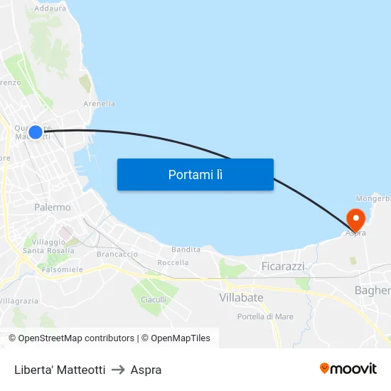 Liberta' Matteotti to Aspra map