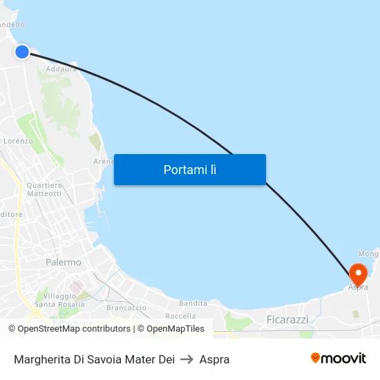 Margherita Di Savoia Mater Dei to Aspra map