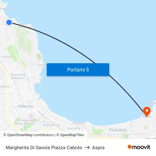 Margherita Di Savoia Piazza Caboto to Aspra map