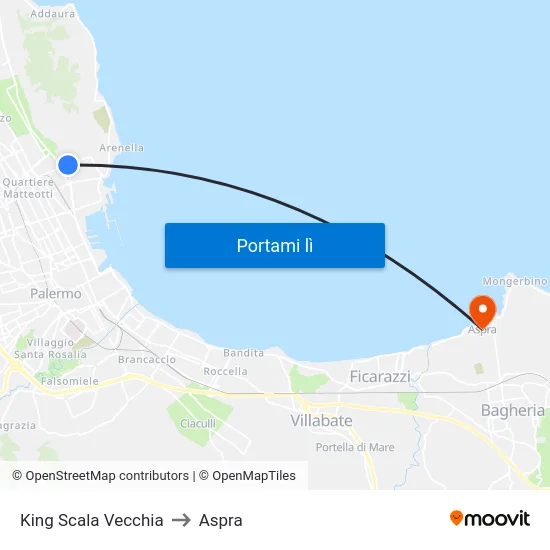 King Scala Vecchia to Aspra map