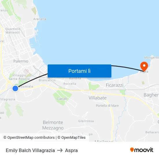 Emily Balch Villagrazia to Aspra map