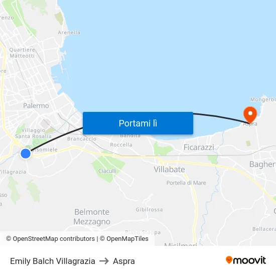 Emily Balch Villagrazia to Aspra map