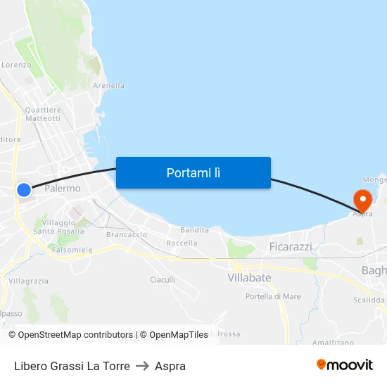 Libero Grassi La Torre to Aspra map