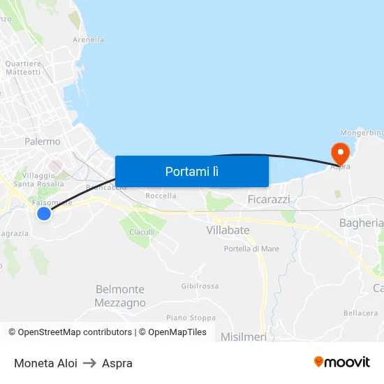 Moneta Aloi to Aspra map