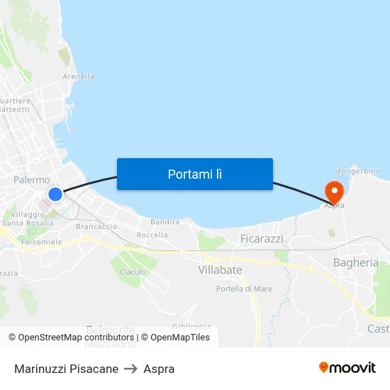 Marinuzzi Pisacane to Aspra map