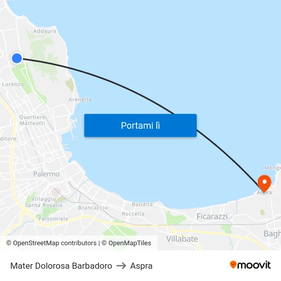 Mater Dolorosa Barbadoro to Aspra map