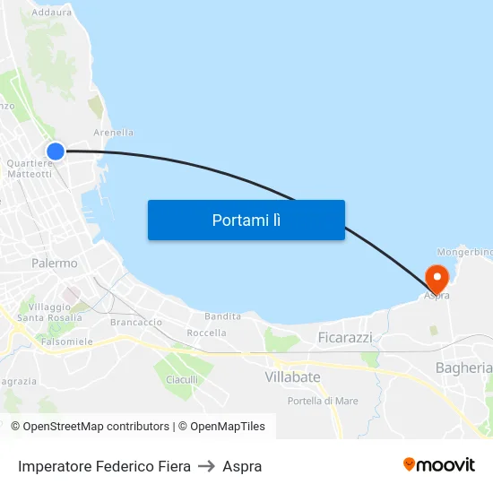 Imperatore Federico Fiera to Aspra map