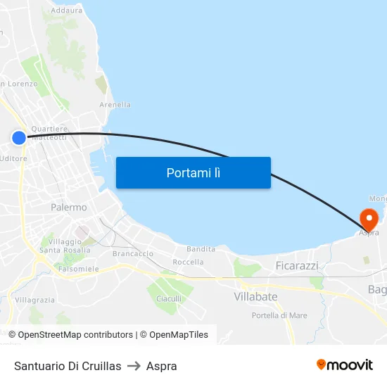Santuario Di Cruillas to Aspra map