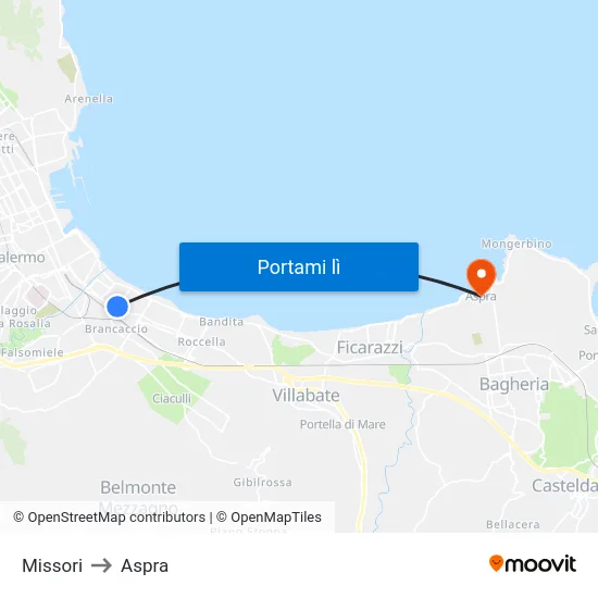 Missori to Aspra map