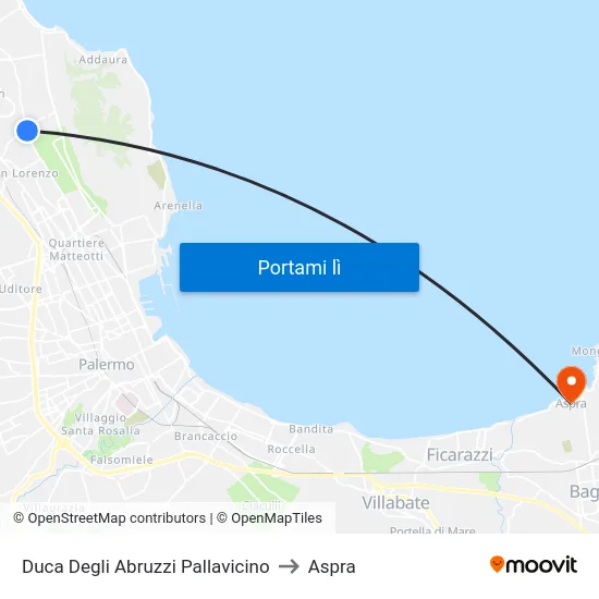 Duca Degli Abruzzi Pallavicino to Aspra map