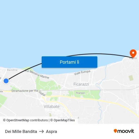 Dei Mille Bandita to Aspra map