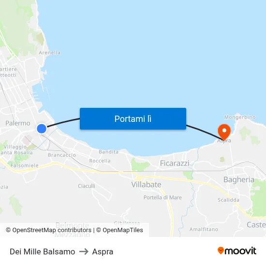 Dei Mille Balsamo to Aspra map