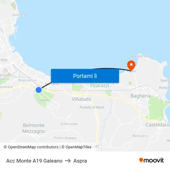 Acc Monte A19 Galeano to Aspra map