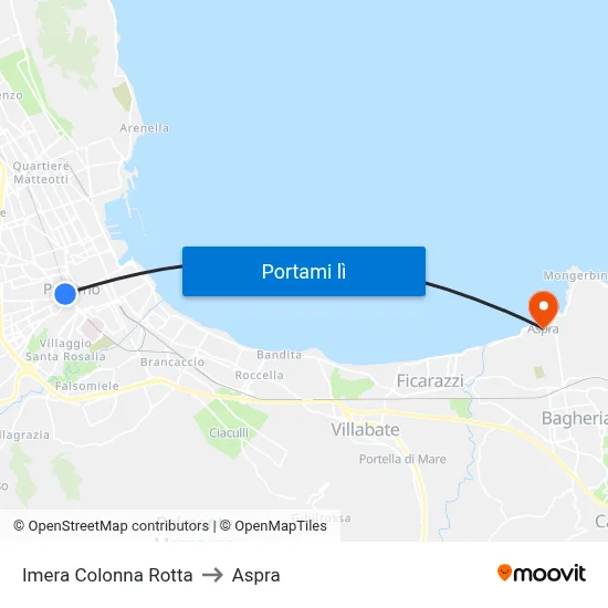 Imera Colonna Rotta to Aspra map
