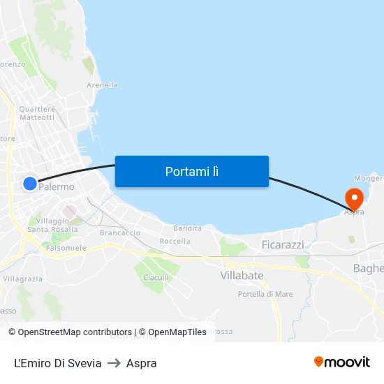 L'Emiro Di Svevia to Aspra map