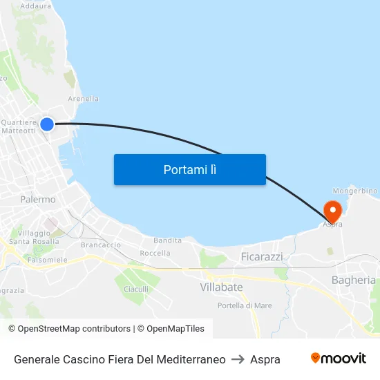 Generale Cascino Fiera Del Mediterraneo to Aspra map