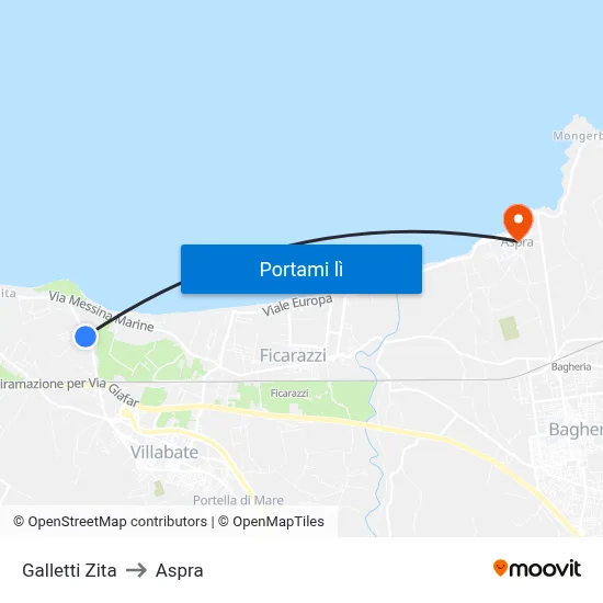 Galletti Zita to Aspra map
