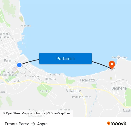 Errante Perez to Aspra map