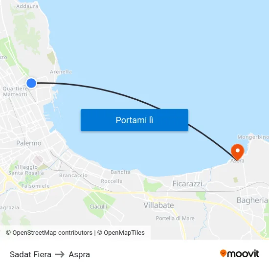 Sadat Fiera to Aspra map