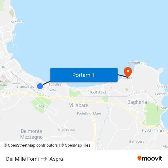 Dei Mille Forni to Aspra map