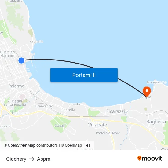 Giachery to Aspra map