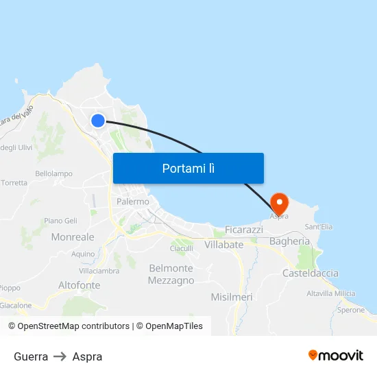 Guerra to Aspra map
