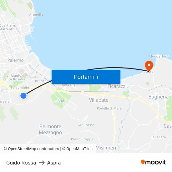Guido Rossa to Aspra map