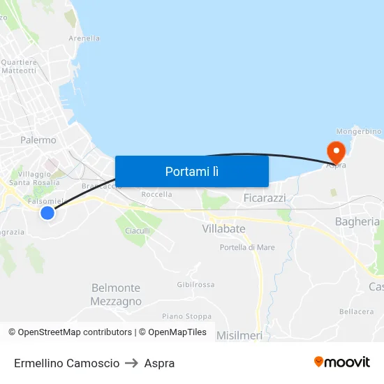 Ermellino Camoscio to Aspra map