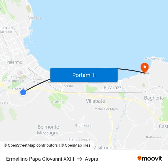 Ermellino Papa Giovanni XXIII to Aspra map