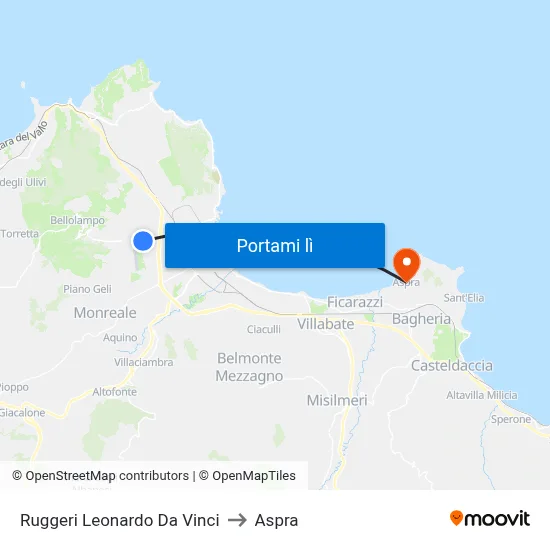 Ruggeri Leonardo Da Vinci to Aspra map