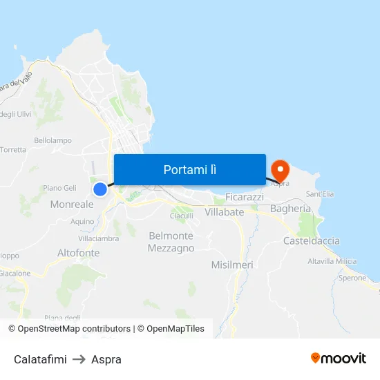 Calatafimi to Aspra map
