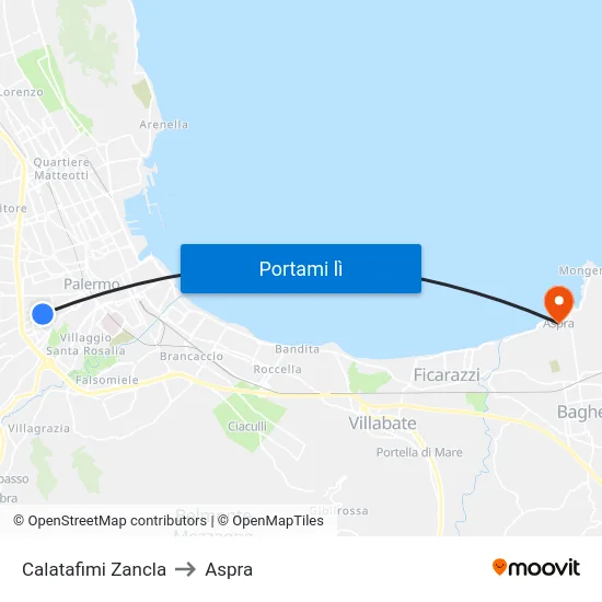 Calatafimi Zancla to Aspra map
