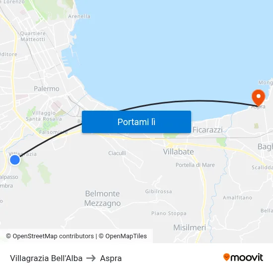 Villagrazia Bell'Alba to Aspra map