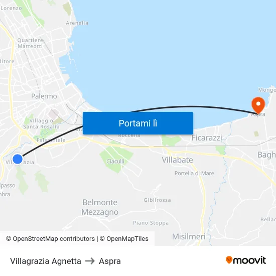 Villagrazia Agnetta to Aspra map