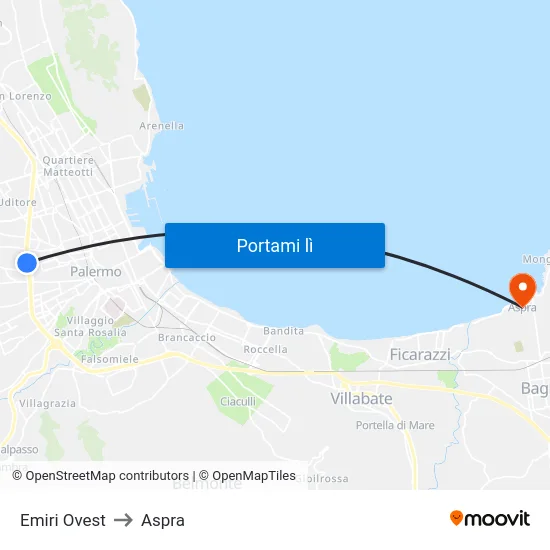 Emiri Ovest to Aspra map