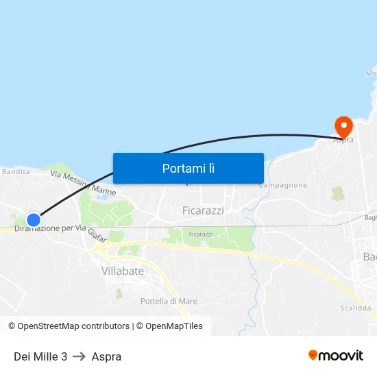 Dei Mille 3 to Aspra map