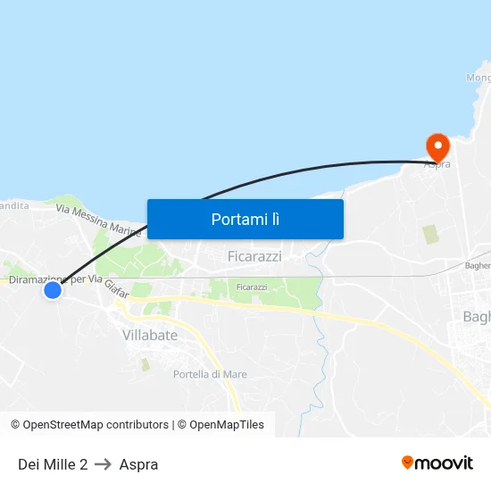 Dei Mille 2 to Aspra map