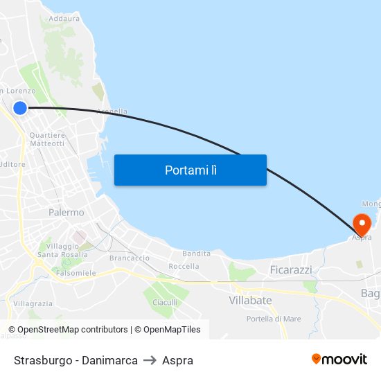 Strasburgo - Danimarca to Aspra map