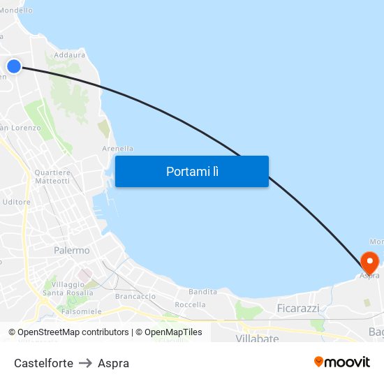 Castelforte to Aspra map
