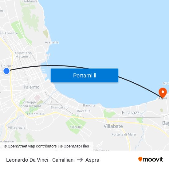 Leonardo Da Vinci - Camilliani to Aspra map