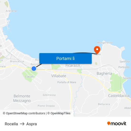 Rocella to Aspra map