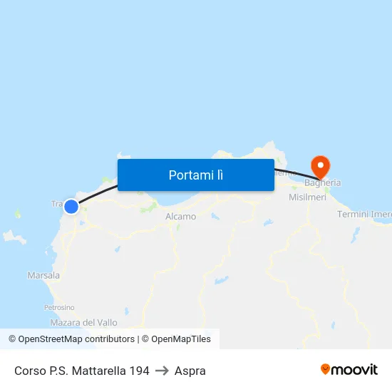 Corso P.S. Mattarella 194 to Aspra map