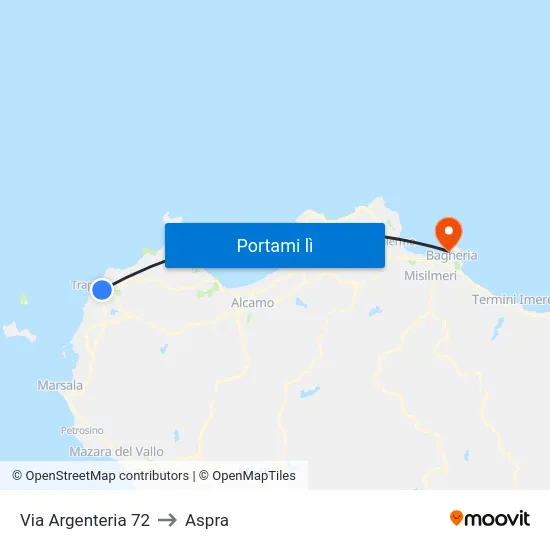Via Argenteria 72 to Aspra map