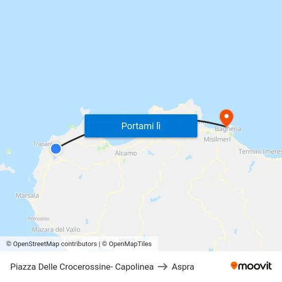 Piazza Delle Crocerossine- Capolinea to Aspra map