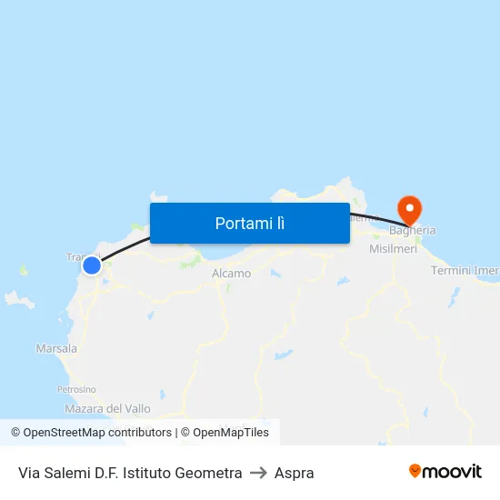 Via Salemi D.F. Istituto Geometra to Aspra map
