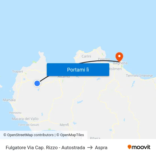 Fulgatore Via Cap. Rizzo - Autostrada to Aspra map